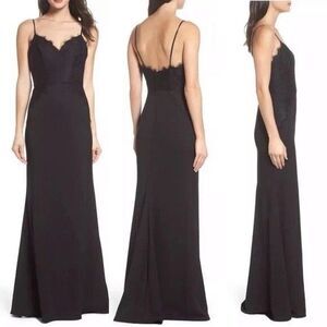 Hayley‎ Paige Bridesmaid Dress 52016 Lace Black Formal Long 10 Romantic Goth